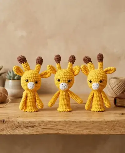 Amigurumi Zürafa Parmak Kuklası - El Örgüsü Eğitici Çocuk Oyuncağı